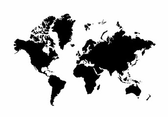 Black World Map on white background, Vector Illustration
