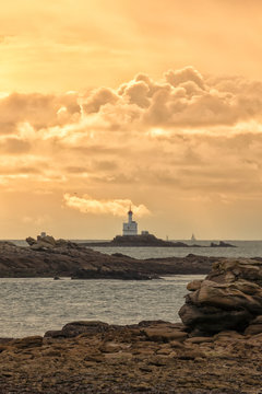 Teignouse lighthouse near Quiberon at dawn