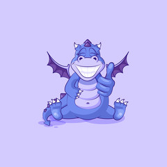 Vector Emoji character cartoon dragon dinosaur approves with thumb up sticker emoticon