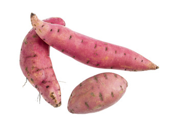 Fresh yams isolated on a white background.