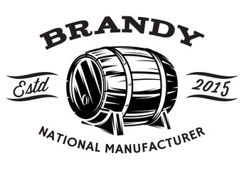 vector illustration with wooden barrel for spirits