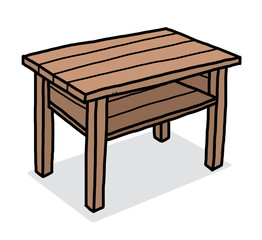 wooden desk / cartoon vector and illustration, hand drawn style, isolated on white background.