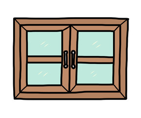 closed window / cartoon vector and illustration, hand drawn style, isolated on white background.