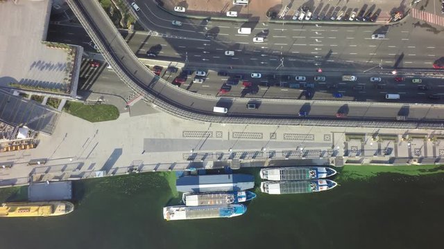 Podol, Kiev, Ukraine, aerial view, raw, 4K