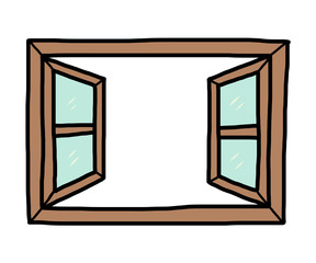 open window / cartoon vector and illustration, hand drawn style, isolated on white background.