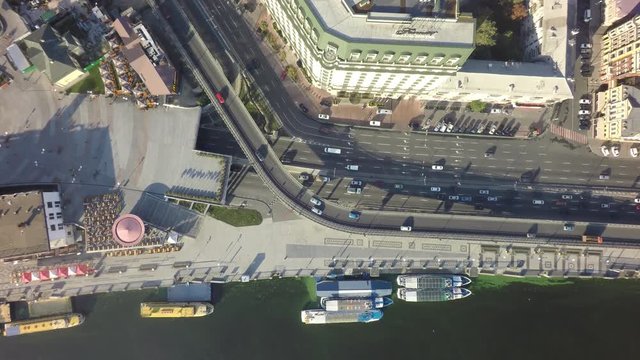 Podol, Kiev, Ukraine, aerial view, raw, 4K