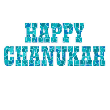 happy chanukah typography with mosaic texture