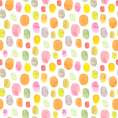 Polka dot seamless pattern. Hand drawn watercolor texture.
