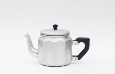 Grey old metal teapot