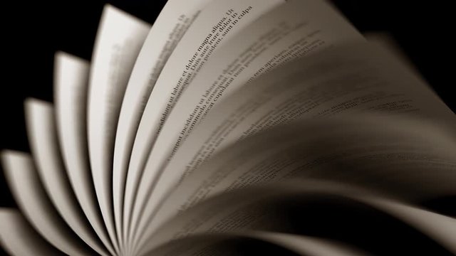 Slowly turning yellowed pages of a book. Loopable animation