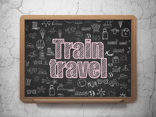 Travel concept: Train Travel on School board background