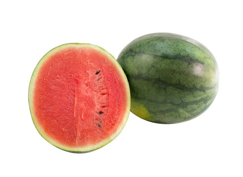 Watermelon isolated on white background, selective focus and clipping path