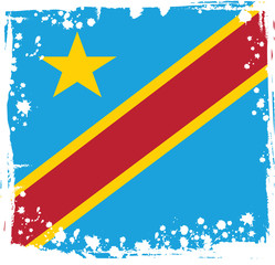 Abstract Congo Flag, Democratic Republic of Congo Colors (Vector Art)