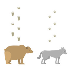 Animal footprints include mammals and birds foot print trace wildlife track steps wild nature silhouette vector