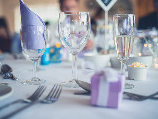 Formal table setting with gifts