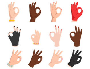 Obraz premium Ok hands success gesture okey yes agreement signal business human agree best approval vector.