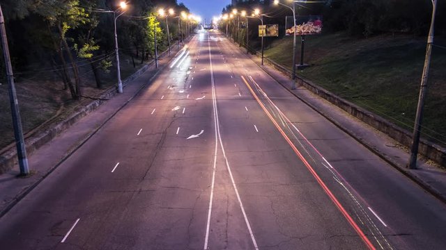Aerial time lapse of city traffic at 95th district