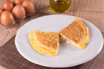 Omelet with cheese and ham
