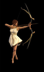 3d Illustration of Artemis Diana Selena Greek roman goddess of the hunters