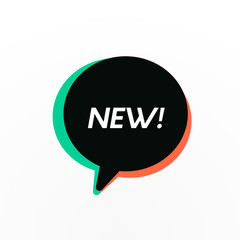 Trendy bubble sticker. New banner. Geometric promo element.