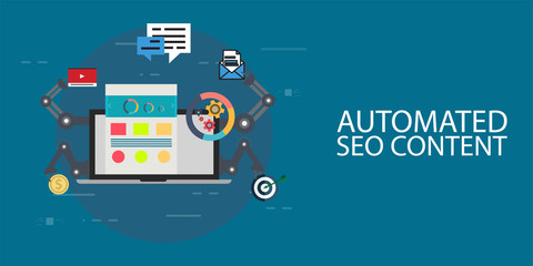 Automated seo content creative concept vector illustration
