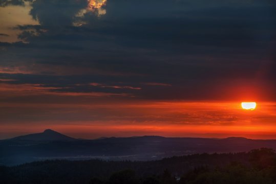 Sunset above highland. Czech republic.