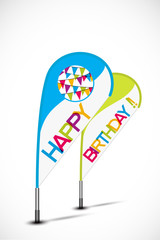 bannières flottantes multicolores : happy birthday !