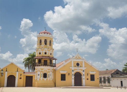 Santa Cruz de Mompox, Bolívar / Colombia - March 19, 2017. Beautiful church of Santa Bárbara