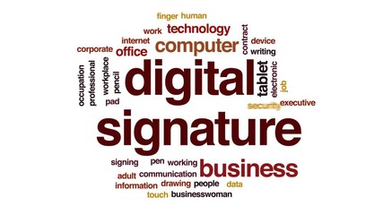 Digital signature animated word cloud, text design animation. - Powered by Adobe