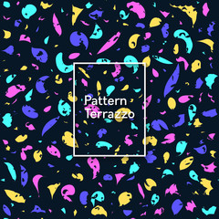 Abstract terrazzo decorative seamless pattern. Fun confetti colorful background. Trendy vector backdrop.