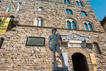 David  e Palazzo Vecchio, torre centro storico, Firenze