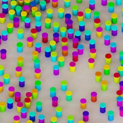 Isometric perspective on scattered vibrantly colored Film Containers