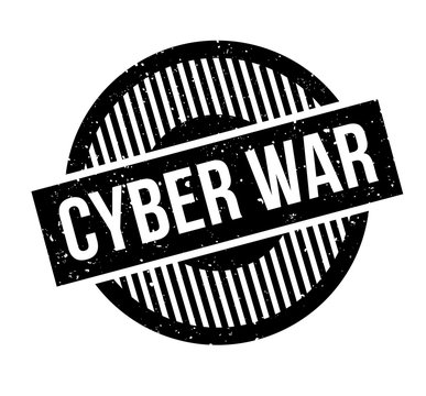 Cyber War rubber stamp. Grunge design with dust scratches. Effects can be easily removed for a clean, crisp look. Color is easily changed.