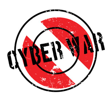 Cyber War rubber stamp. Grunge design with dust scratches. Effects can be easily removed for a clean, crisp look. Color is easily changed.