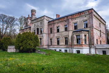 Fototapeta na wymiar Ruined palace in Drezewo near Baltic Sea coast, Poland