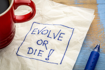Evolve or die napkin doodle