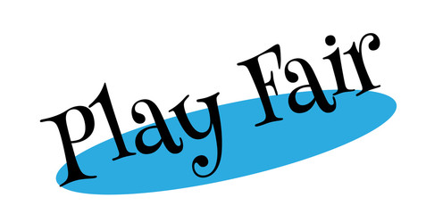 Play Fair rubber stamp. Grunge design with dust scratches. Effects can be easily removed for a clean, crisp look. Color is easily changed.