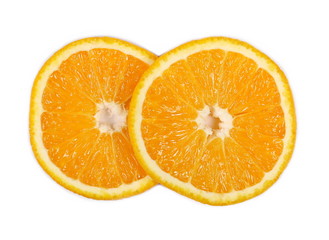 fresh juicy orange slice isolated on white background