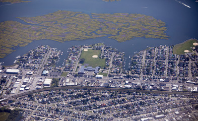 Aerial view of the Island Park neighborhood of Long Island, New York