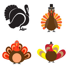 Set of turkey icons on a white background, Vector illustration