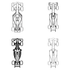 Set of outlines of racing cars, Vector illustration