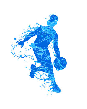 Basketball player. Vector splash paint