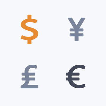 Currency - Carbon Icons. A set of 4 professional, pixel-aligned icons designed on a 32 x 32 pixel grid.