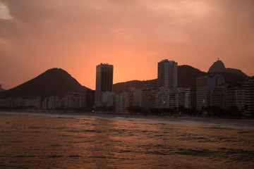 Sunset over Copacabana beach - Rio de Janeiro