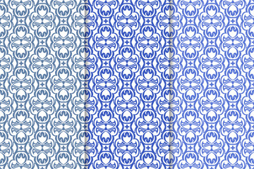 Set of floral ornaments. Blue vertical seamless patterns