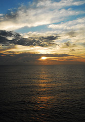 Beautiful sunset on the high seas