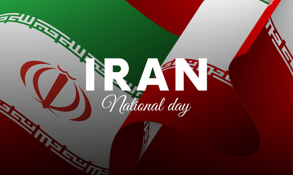 Banner or poster of Iran National Day celebration. Waving flag. Vector illustration.
