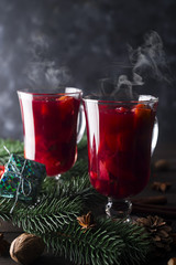 Cup of hot wine with spices