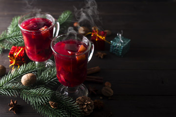 Cup of hot wine with spices