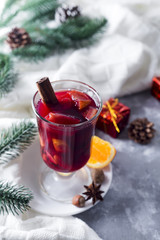 Cup of hot wine with spices